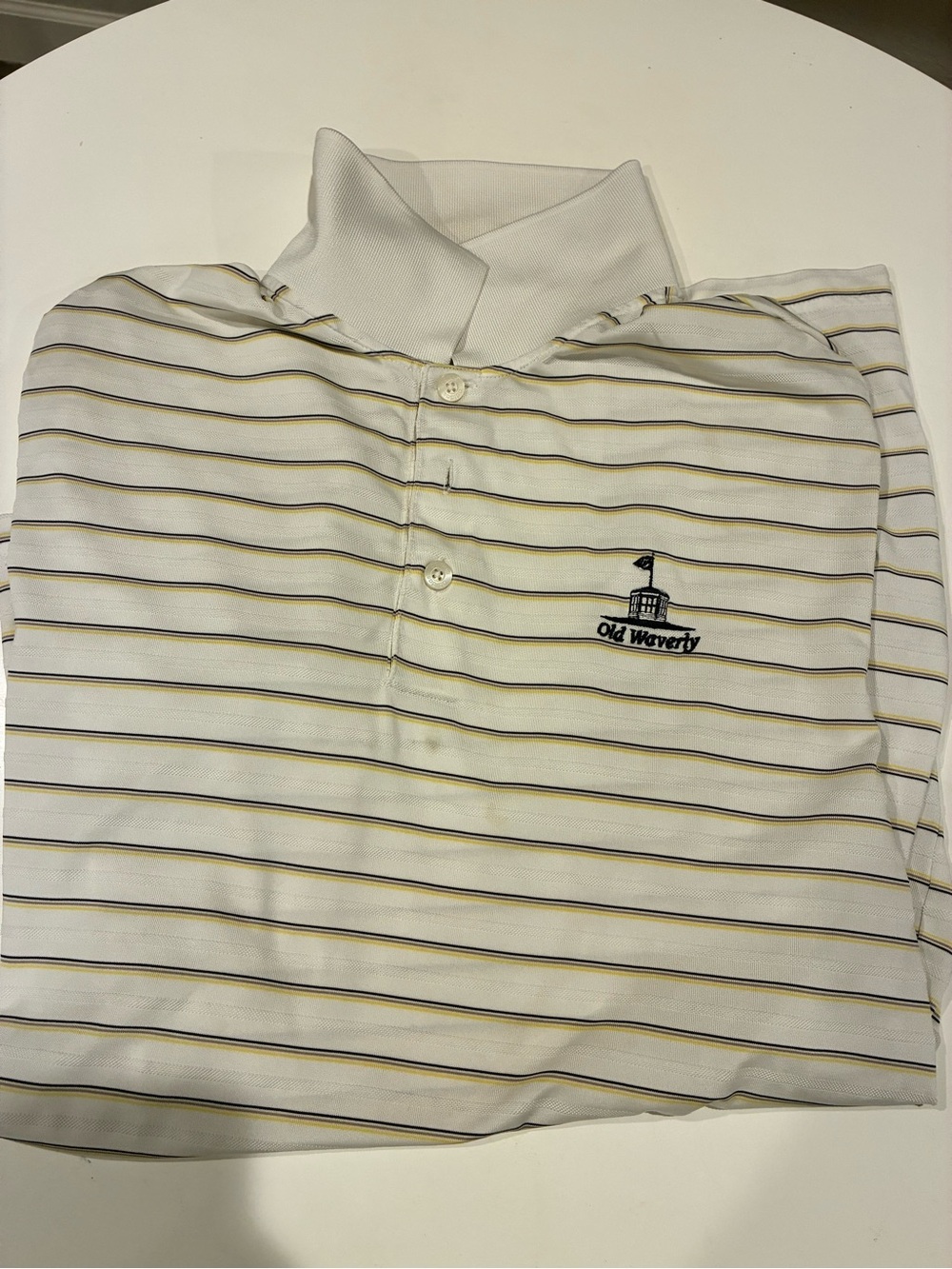 Adidas Climacool Golf Old Waverly White Striped Polo Shirt